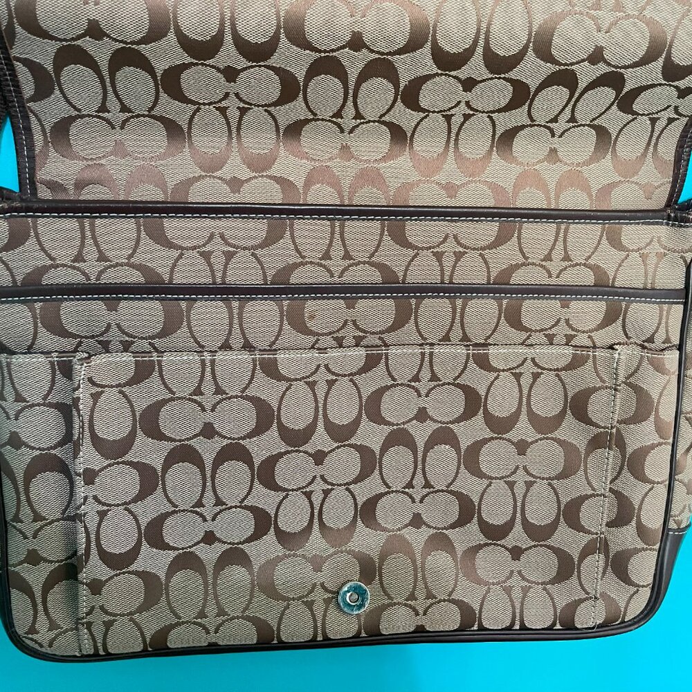 Coach Brown Signature Canvas Laptop Crossbody with Dark Brown Trim - Picture 5 of 5